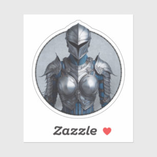 Mystery Lady in Silver Armor Denim Jacket Aufkleber