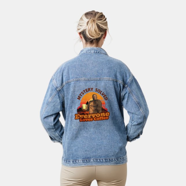 Mystery löste alle Lieben Kaffee Funny Bigfoot Jeansjacke (Modell)