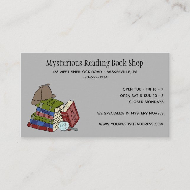 Mystery Novels Book Shop Book Store Visitenkarte (Vorderseite)