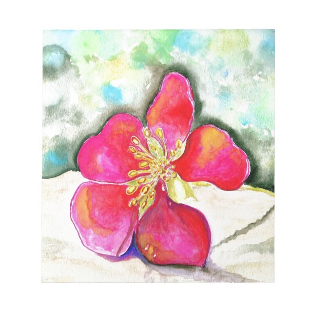 Mystery Pink Blume Watercolor Notizblock (Vorderseite)