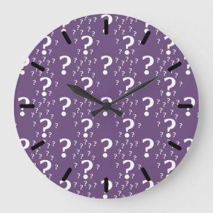 Mystery question mark riddle puzzle purple große wanduhr