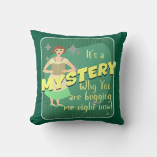 Mystery Snarky Retro Reading Hausfrau Kissen