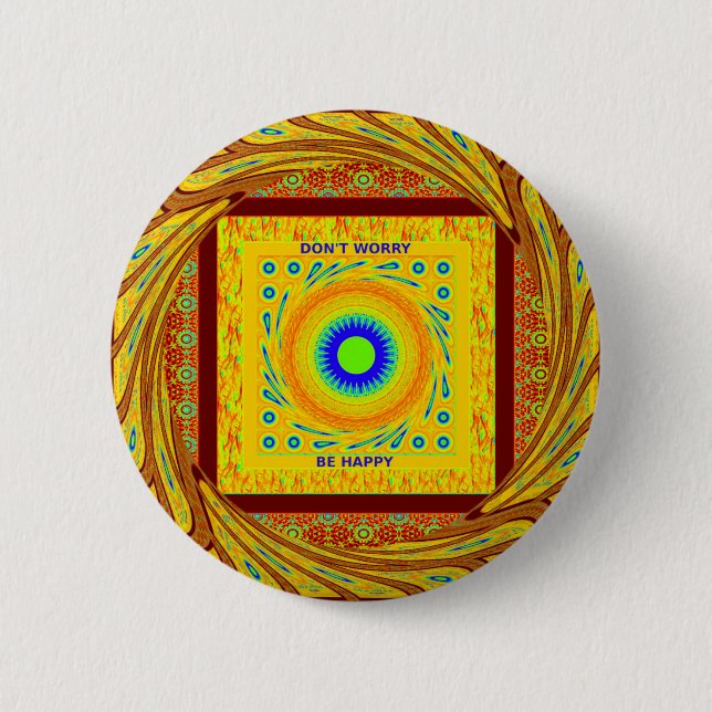 Mystic African Eye Wall Art: Ein Cyan-Blick Button (Vorderseite)