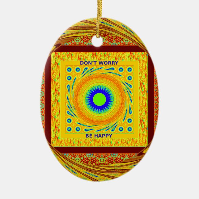 Mystic African Eye Wall Art: Ein Cyan-Blick Keramik Ornament (Vorne)