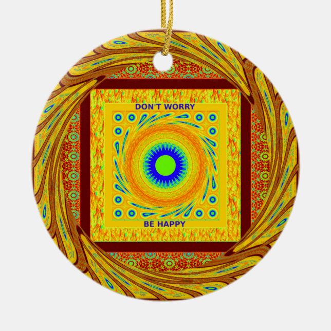 Mystic African Eye Wall Art: Ein Cyan-Blick Keramik Ornament (Vorne)