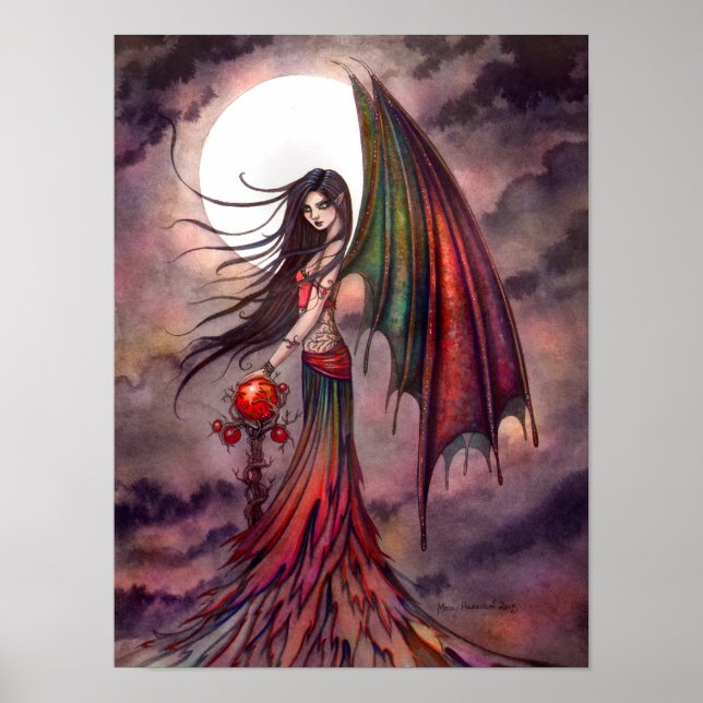 Mystic Autumn Vampire Fantasy Fairy Halloween Art Poster (Vorne)