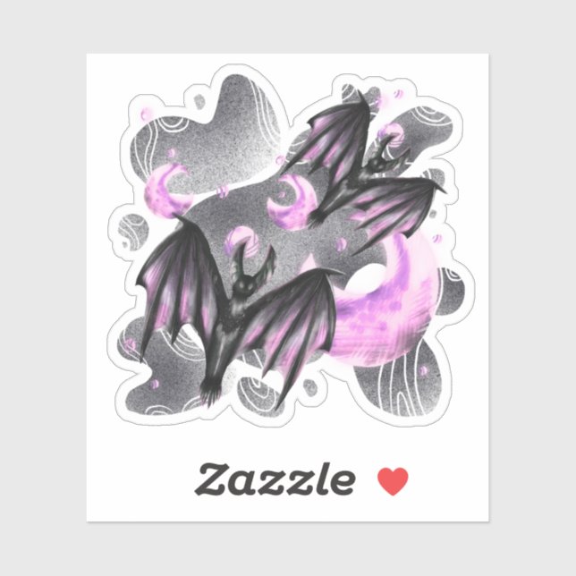 Mystic Bat Moon Sticker (Blatt)