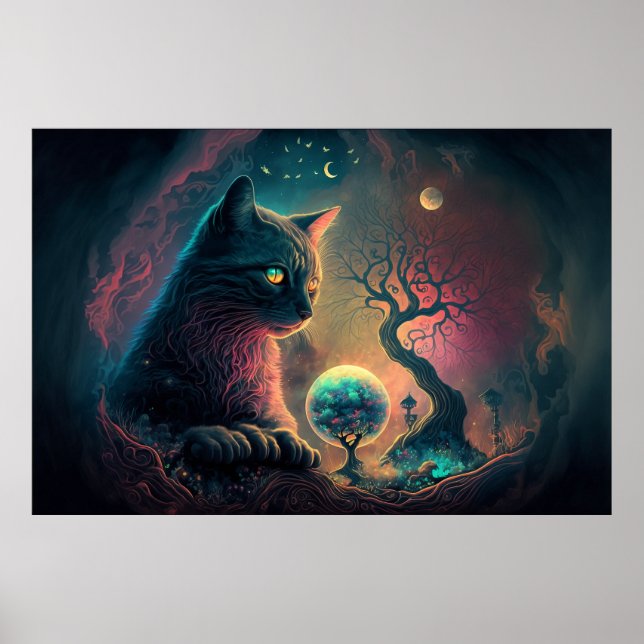 Mystic Black Cat Art Poster (Vorne)