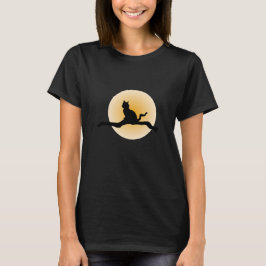 Mystic Black Cat Under Full Moon - Halloween Des T-Shirt