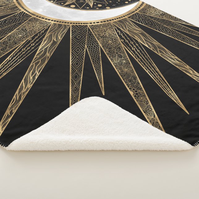 Mystic Black Gold Sun Moon Mandala Sherpadecke (3/4)