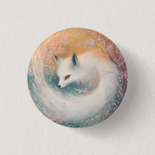 Mystic Bloom Frühlingsfuchs Aquarell Button