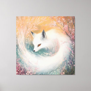 Mystic Bloom Spring Fox Watercolor Leinwanddruck
