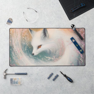 Mystic Bloom Spring Fox Watercolor Schreibtischunterlage