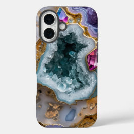 Mystic Blue Geode with Golden Accents - Crystal St iPhone 16 Hülle