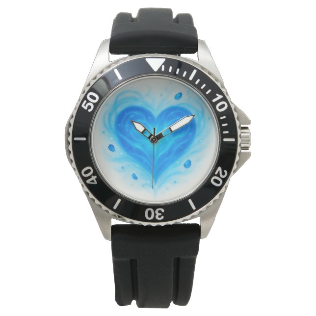 Mystic Blue Heart Gem Wall Clock – Radiant Spiritu Armbanduhr (Vorderseite)
