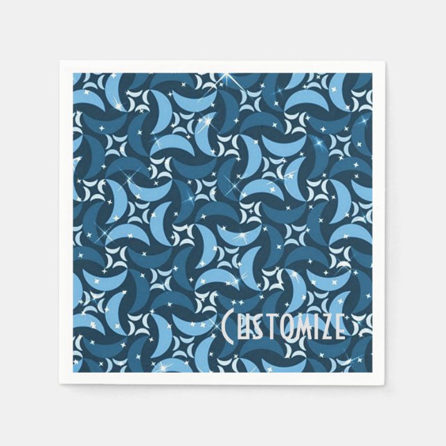 Mystic Blue Moons Pattern Napkins Serviette (Vorderseite)