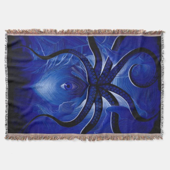 "Mystic Blue Octopus wirft Blanket** Decke (Vorderseite)