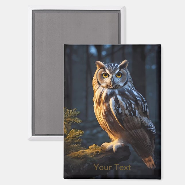 Mystic Blue Owl Magnet (Vorderseite/Rückseite)