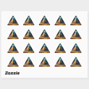 Mystic Blue Pyramide Art Dreieckiger Aufkleber