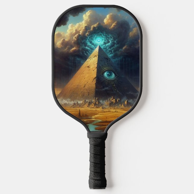 Mystic Blue Pyramide Art Pickleball Schläger (Vorderseite)