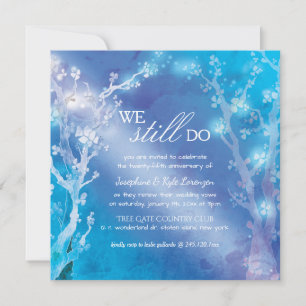 Mystic Blue Trees Hochzeitstag Einladung