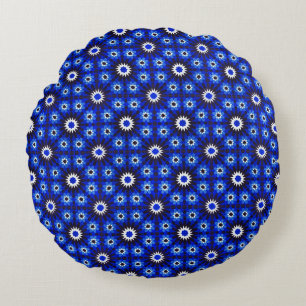 Mystic Blue Zellige Geometry Rundes Kissen