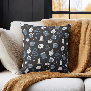 Mystic Boho Crystal Skull Snake Halloween Pattern Kissen