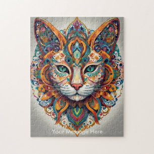 Mystic Boho Feline Cat Mandala