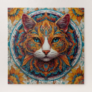 Mystic Boho Feline Cat Mandala