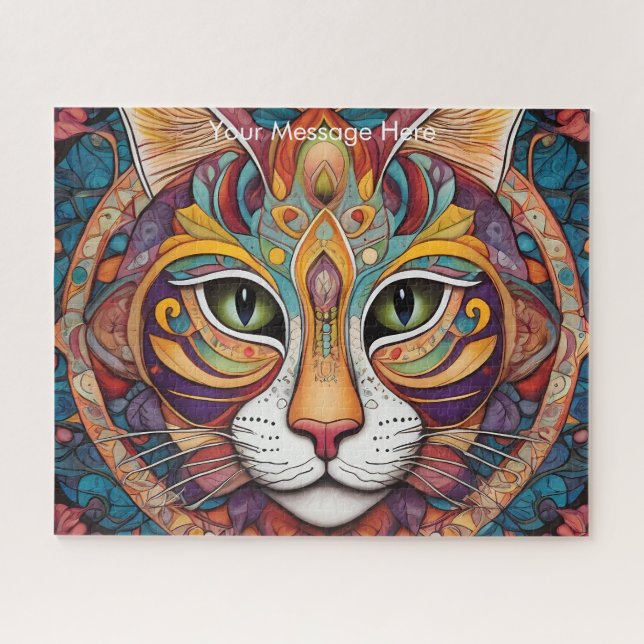 Mystic Boho Feline Cat Mandala (Horizontal)