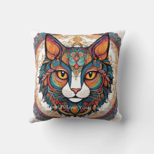 Mystic Boho Feline Mandala Kissen