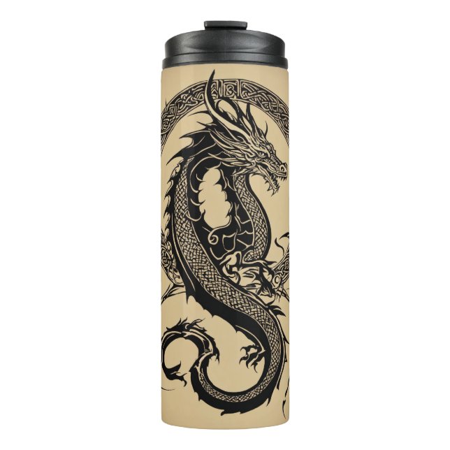 Mystic Brews: Dragon Celtic Minimalistisch Trinkbe Thermosbecher (Vorderseite)