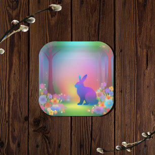 Mystic Bunny im Frühjahrswald Pappteller