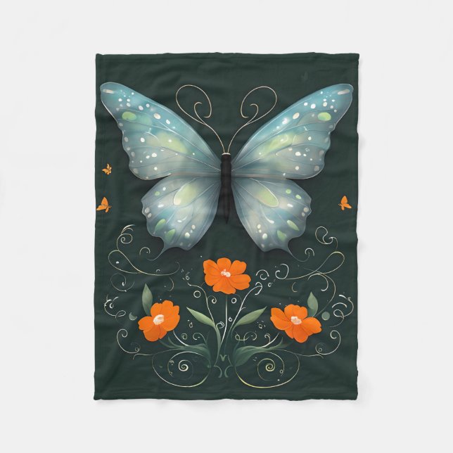 Mystic Butterfly Garden Fleecedecke (Vorderseite)