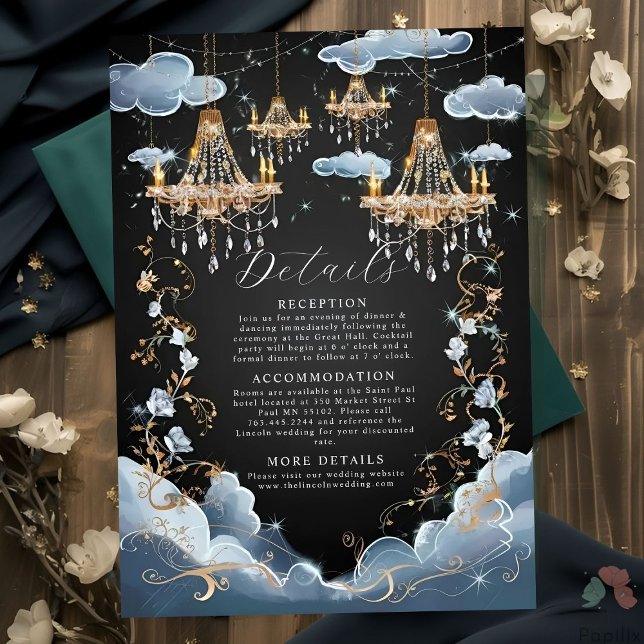 Mystic Clouds Opulent Chandelier Wedding Begleitkarte (Von Creator hochgeladen)
