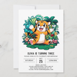 Mystic Colorful Tiger Digital Geburtstag Einladung