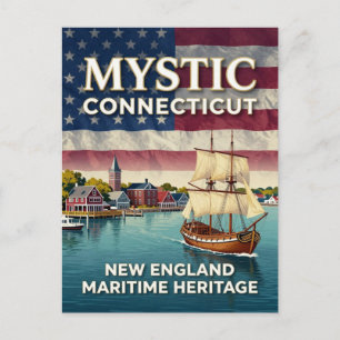 Mystic Connecticut Hafen Reise Kulturerbe Postkarte