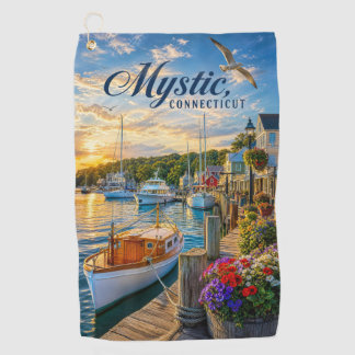 Mystic, Connecticut Hafen Sonnenuntergang Golfhandtuch
