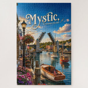 Mystic, Connecticut Klappbrücke Hafen Sonnenunterg