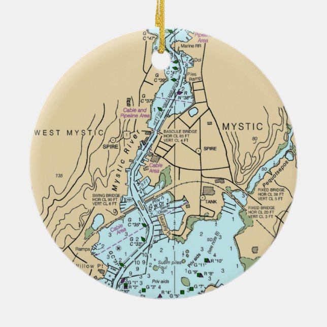 Mystic CT Chart Keramik Ornament (Hinten)