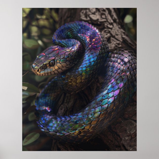 Mystic Dark Rainbow Iridescent Viper Coiled Post Poster (Vorne)