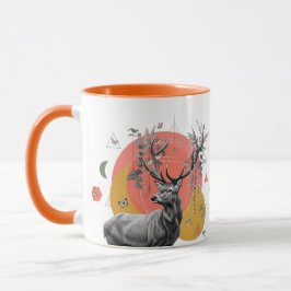 Mystic Deer Collage - Boho Nature Art with Geometr Tasse