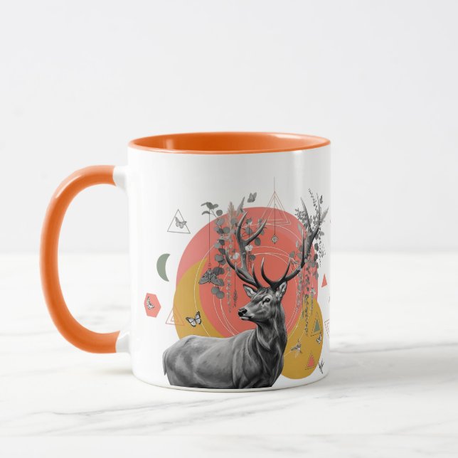 Mystic Deer Collage - Boho Nature Art with Geometr Tasse (Links)