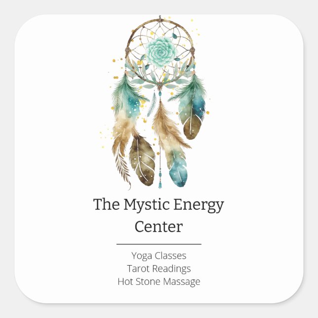 Mystic Dreamcatcher Spirituelle Metaphysische Yoga Quadratischer Aufkleber (Vorderseite)