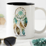Mystic Dreamcatcher Spirituelle Metaphysische Yoga Zweifarbige Tasse<br><div class="desc">Metaphysisches Design mit wunderschönem Aquarell Dreamcatcher mit Federn und sukkulenter Blume. Dieses Design ist perfekt für ganzheitliche Heiler, Massagetherapeuten, Reiki-Praktiker, Yoga-Instruktoren und alle im spirituellen und metaphysischen Bereich. Fügen Sie Ihrem Unternehmen, Ihrer Klinik oder Ihrem Wellness-Center eine magische Touch hinzu. Entsprechende Wohngestaltung- und Geschäftsausstattung für Ihr spirituelles Geschäft finden Sie...</div>