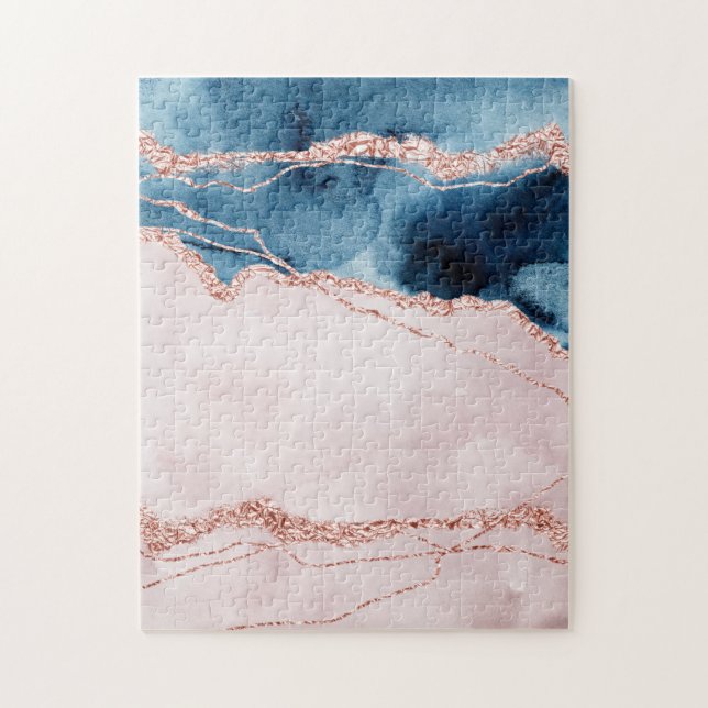 Mystic Elegance | Aquamarines Blau und Rose Gold A (Vertikal)