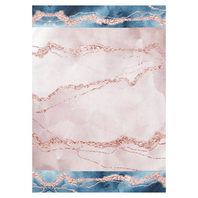 Mystic Elegance | Aquamarines Blau und Rose Gold A Tischdecke (Vorderseite)