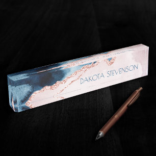 Mystic Elegance   Aquamarines Blue and Rose Gold B Namensplakette