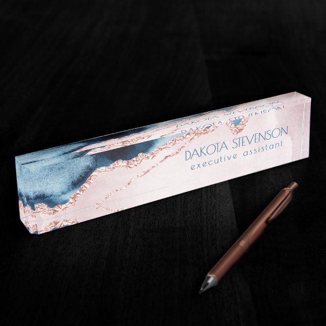 Mystic Elegance | Aquamarines Rosa Pfirsichpfirsic Namensplakette (Von Creator hochgeladen)