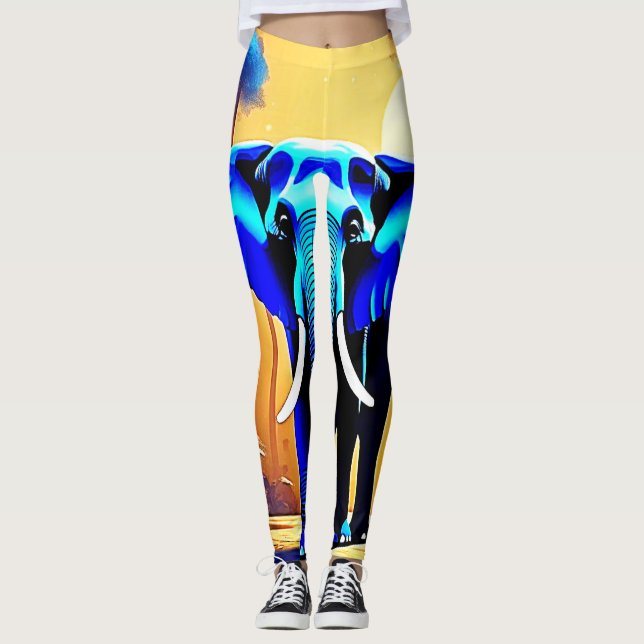 Mystic Elephant: Sunset Forest Journey Leggings (Vorderseite)